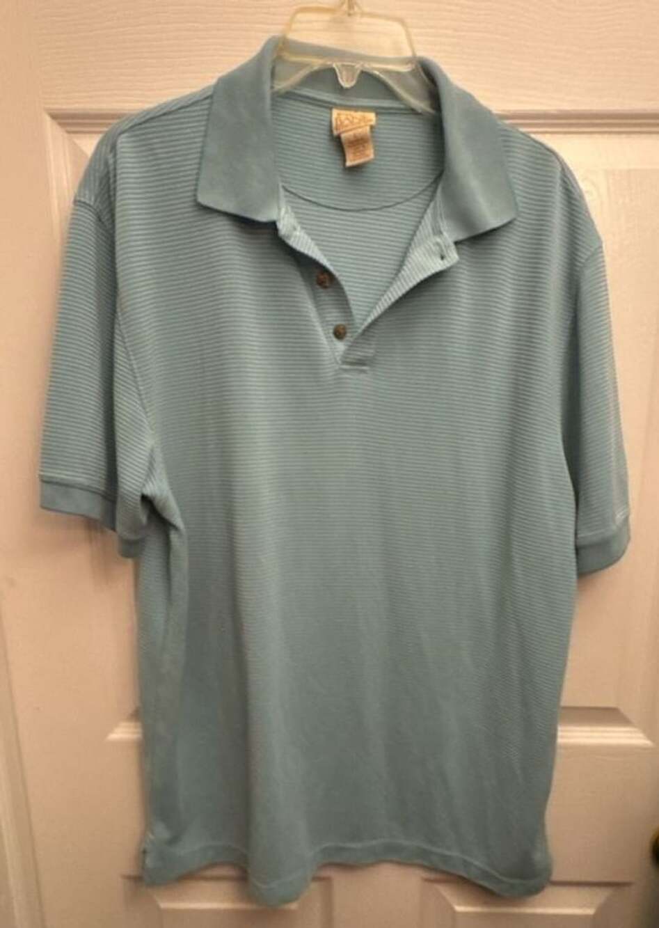 Jos. A. Bank Polo Shirt Size L Blue Striped Short Sleeve
